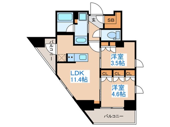 プラウドフラット渋谷笹塚の物件間取画像